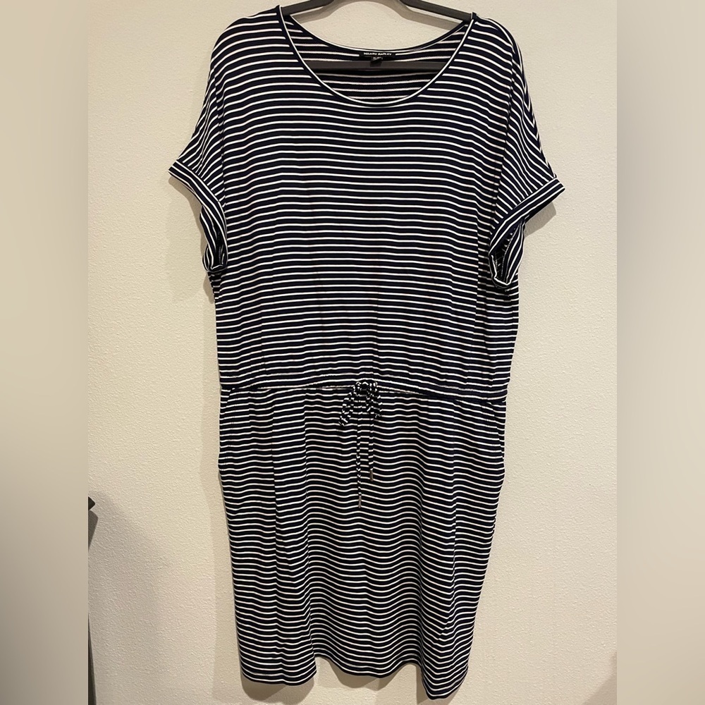 Hilary Radle Navy blue and white striped tee shirt dress.Nautical Resort…
